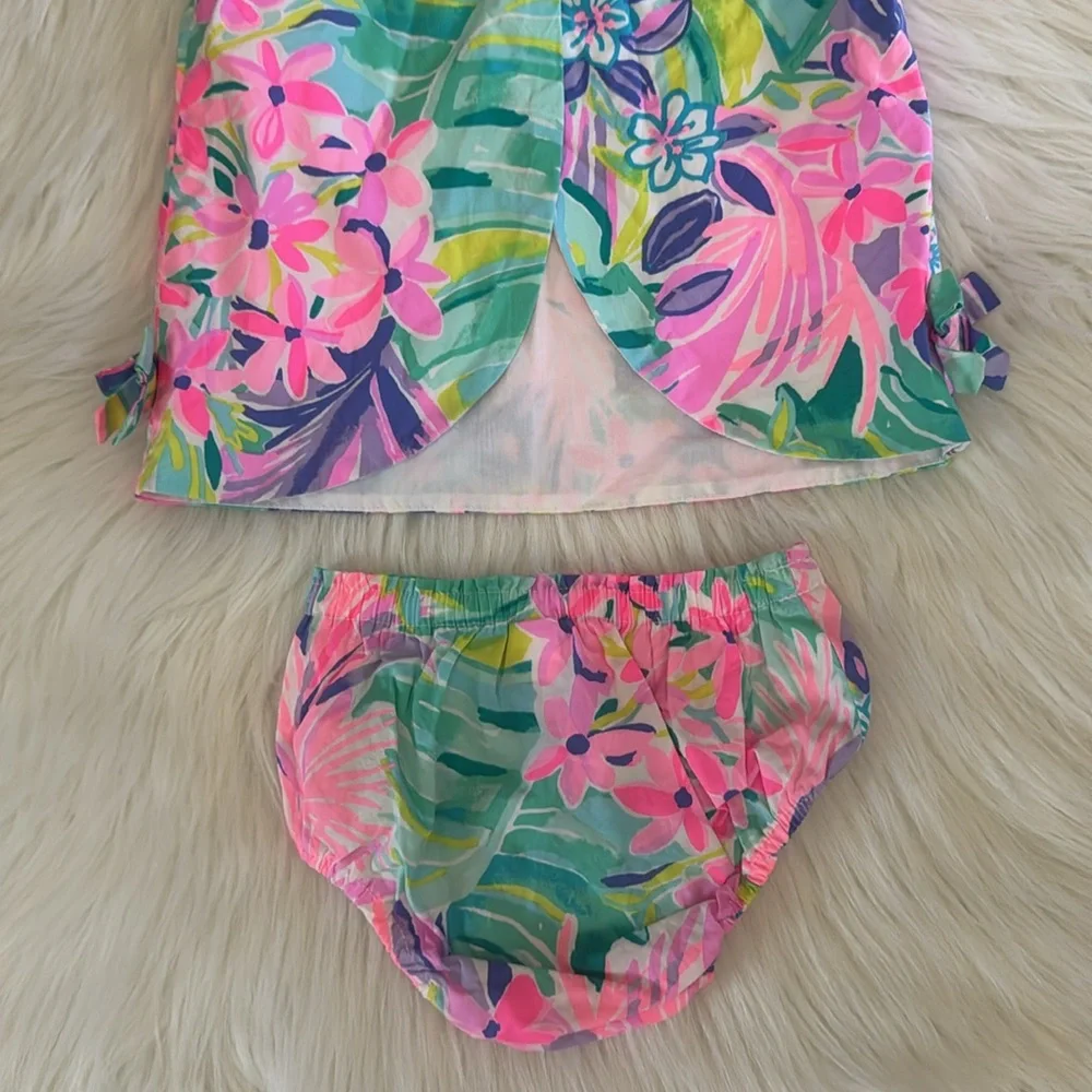 Lilly Pulitzer Infant Cotton Shift Dress & Bloomers Floral Multicolor 12-18 MO - Picture 8 of 11